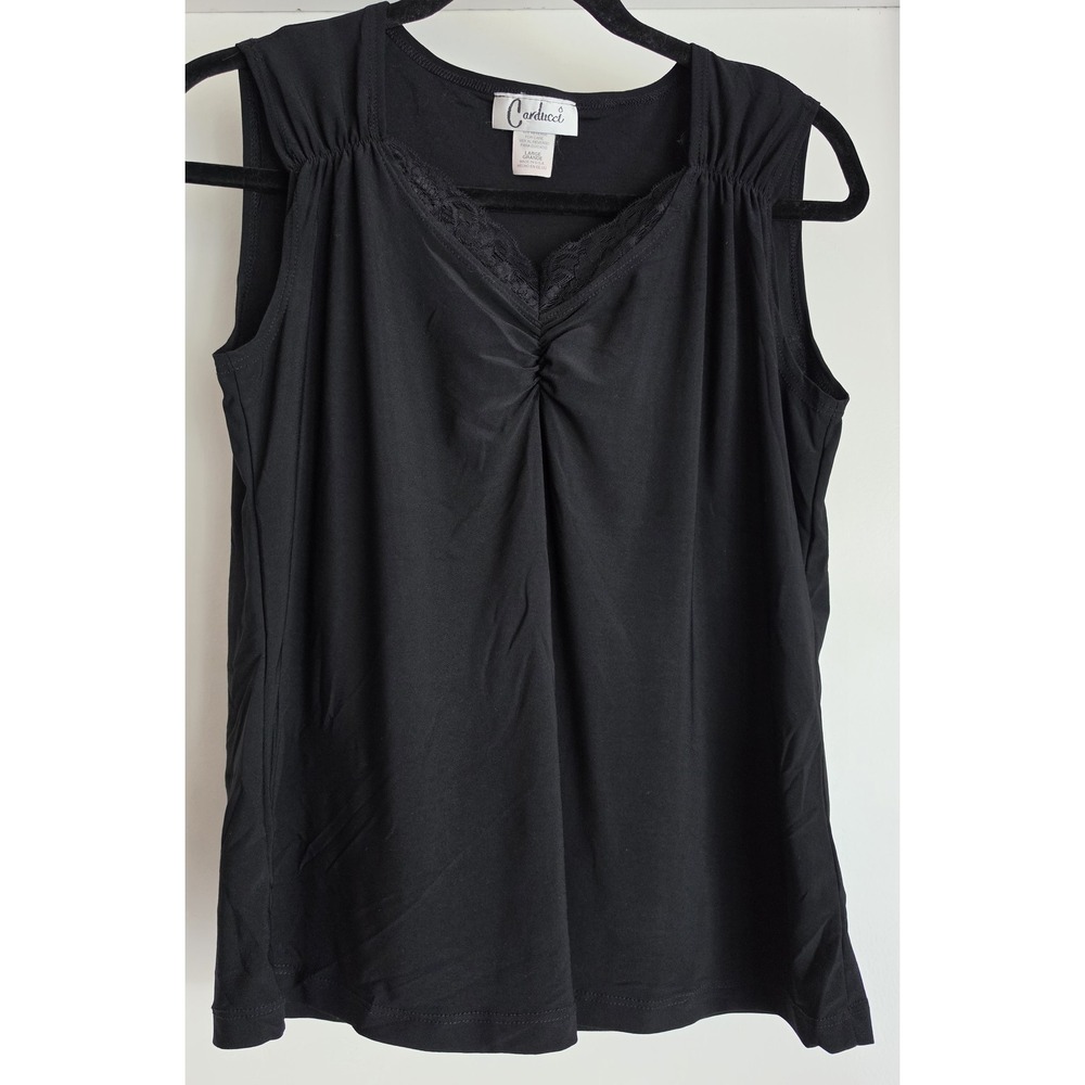 Vintage Carducci Women's Sleeveless Top Size L Black Polyester Spandex Blend
